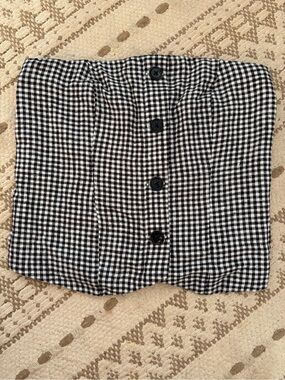 Abercrombie & Fitch Black and White Gingham Smocked Tube Top